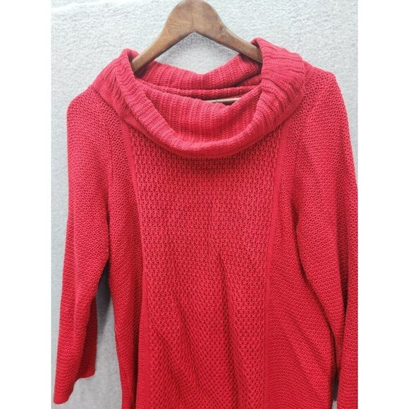 Coldwater Creek Red Cowl Neck Sweater PL Cotton & Rayon - Picture 2 of 6